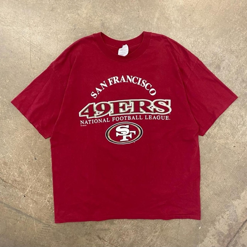 Vintage San Francisco 49ers NFL Single Stitch Football T-Shirt Size XXL